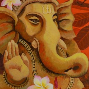 Ganesh with Plumerias